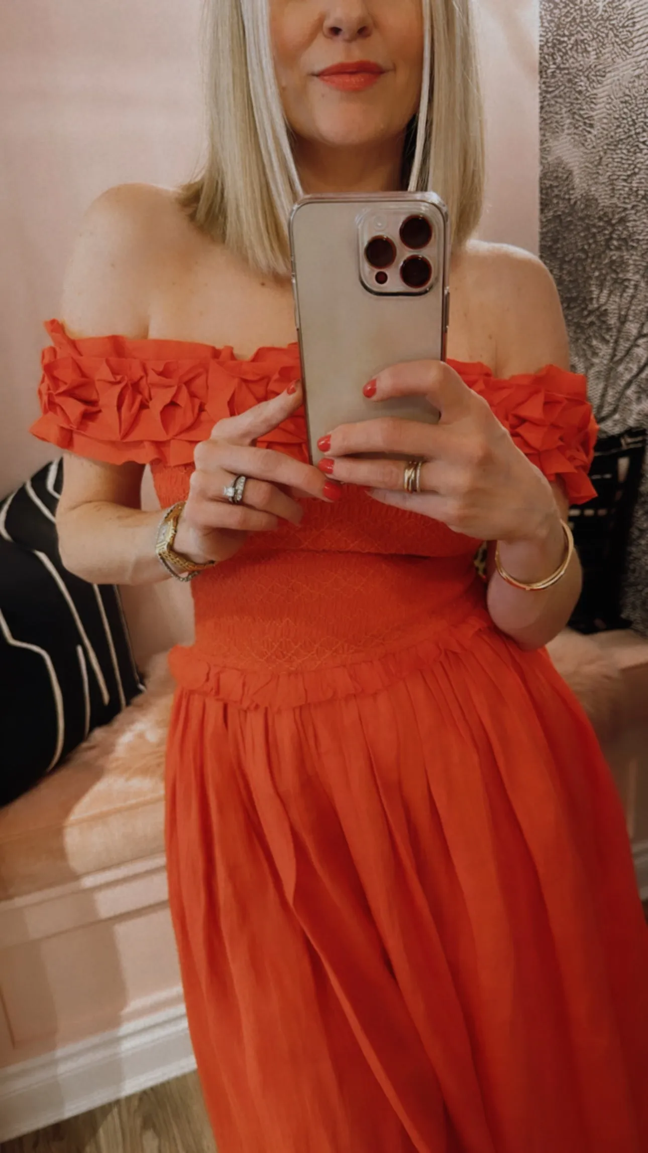 'Frida' Off The Shoulder Smocked Dress