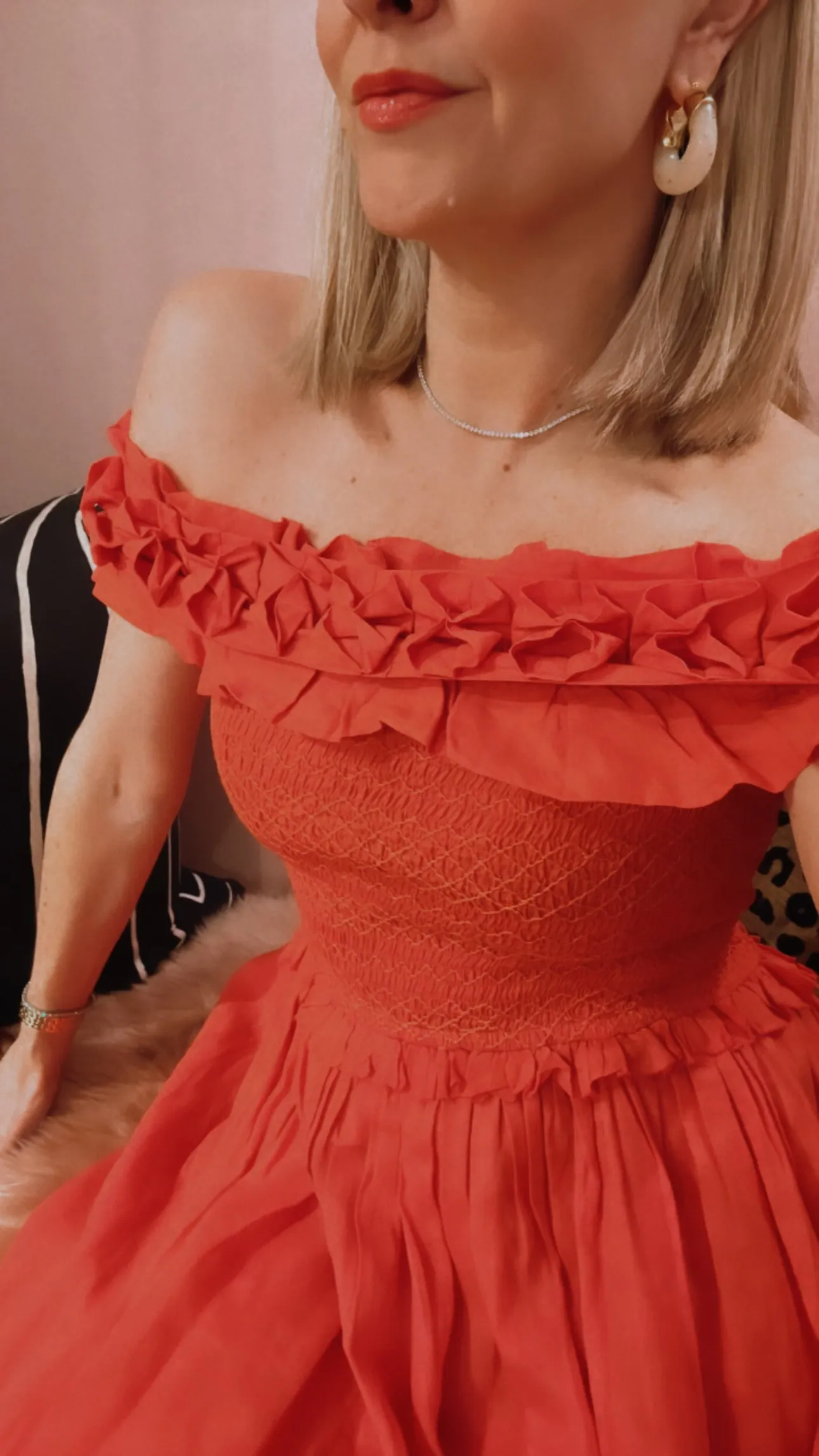 'Frida' Off The Shoulder Smocked Dress