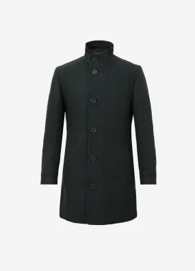 Funnel Neck Melton Coat Dark Green