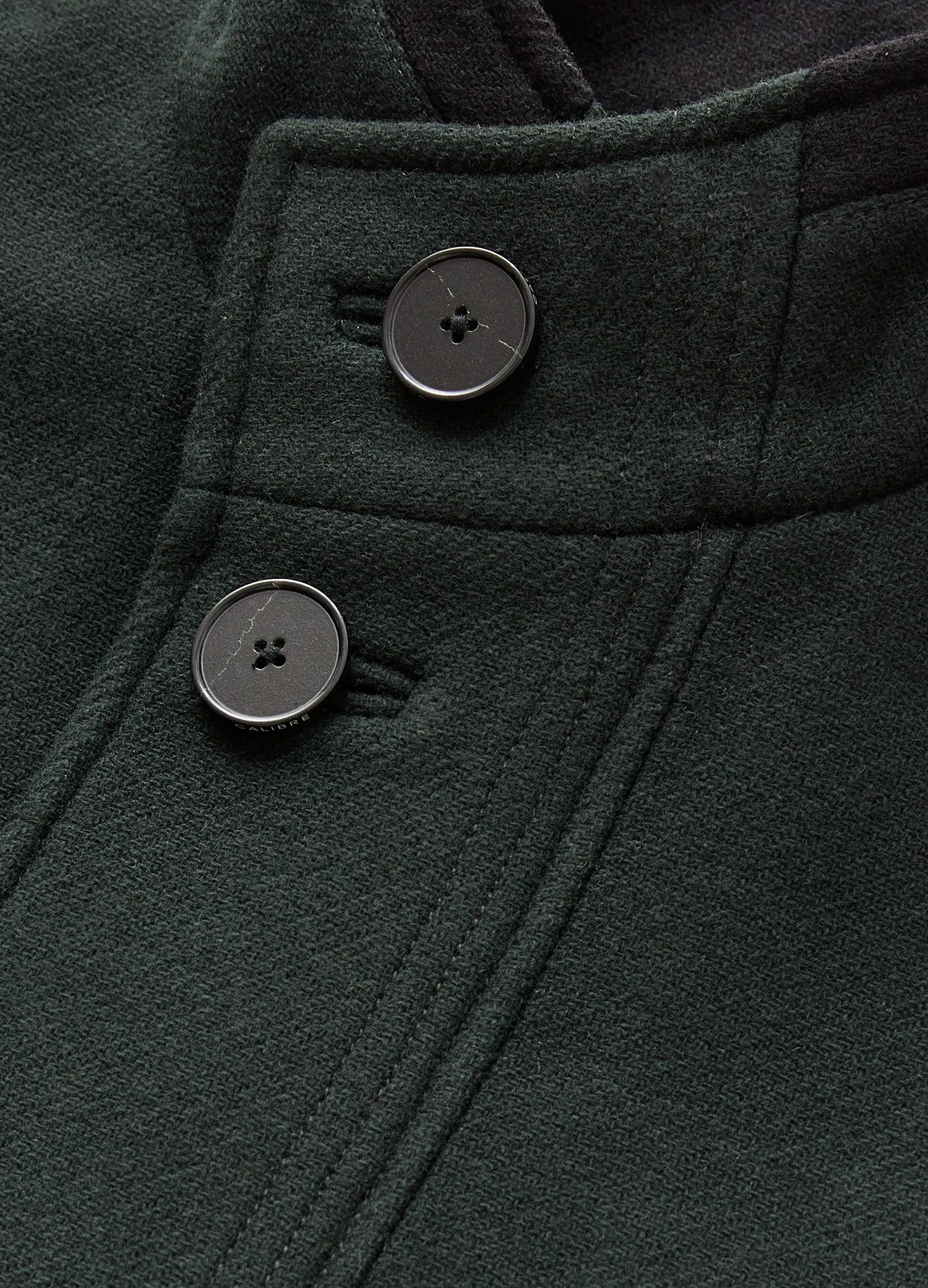 Funnel Neck Melton Coat Dark Green