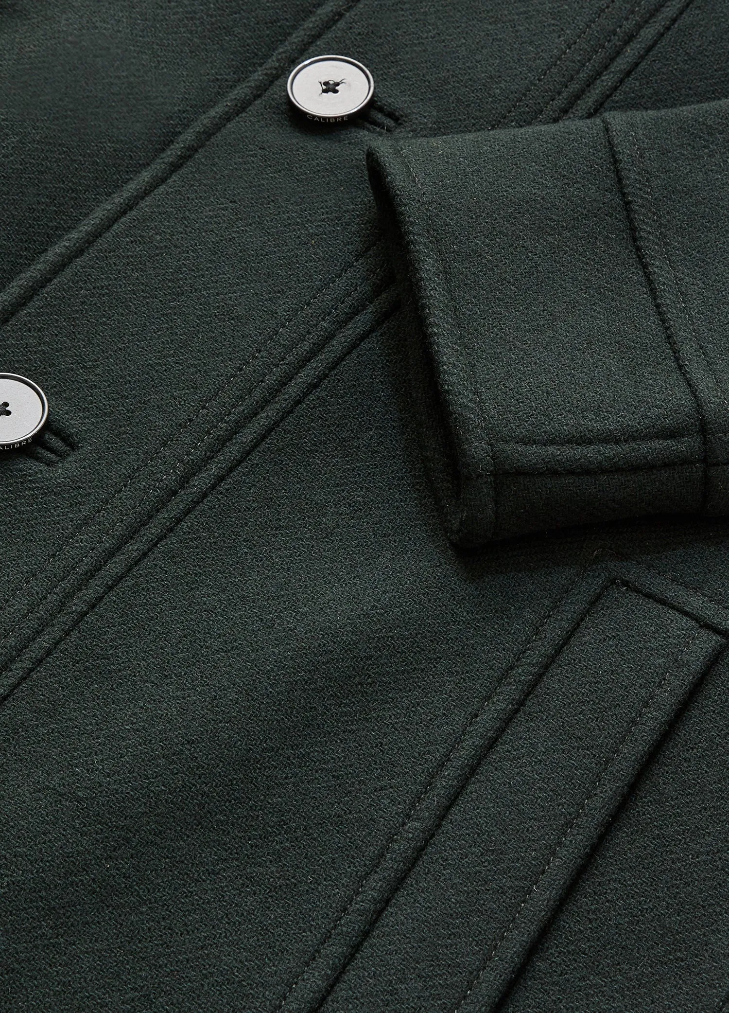 Funnel Neck Melton Coat Dark Green
