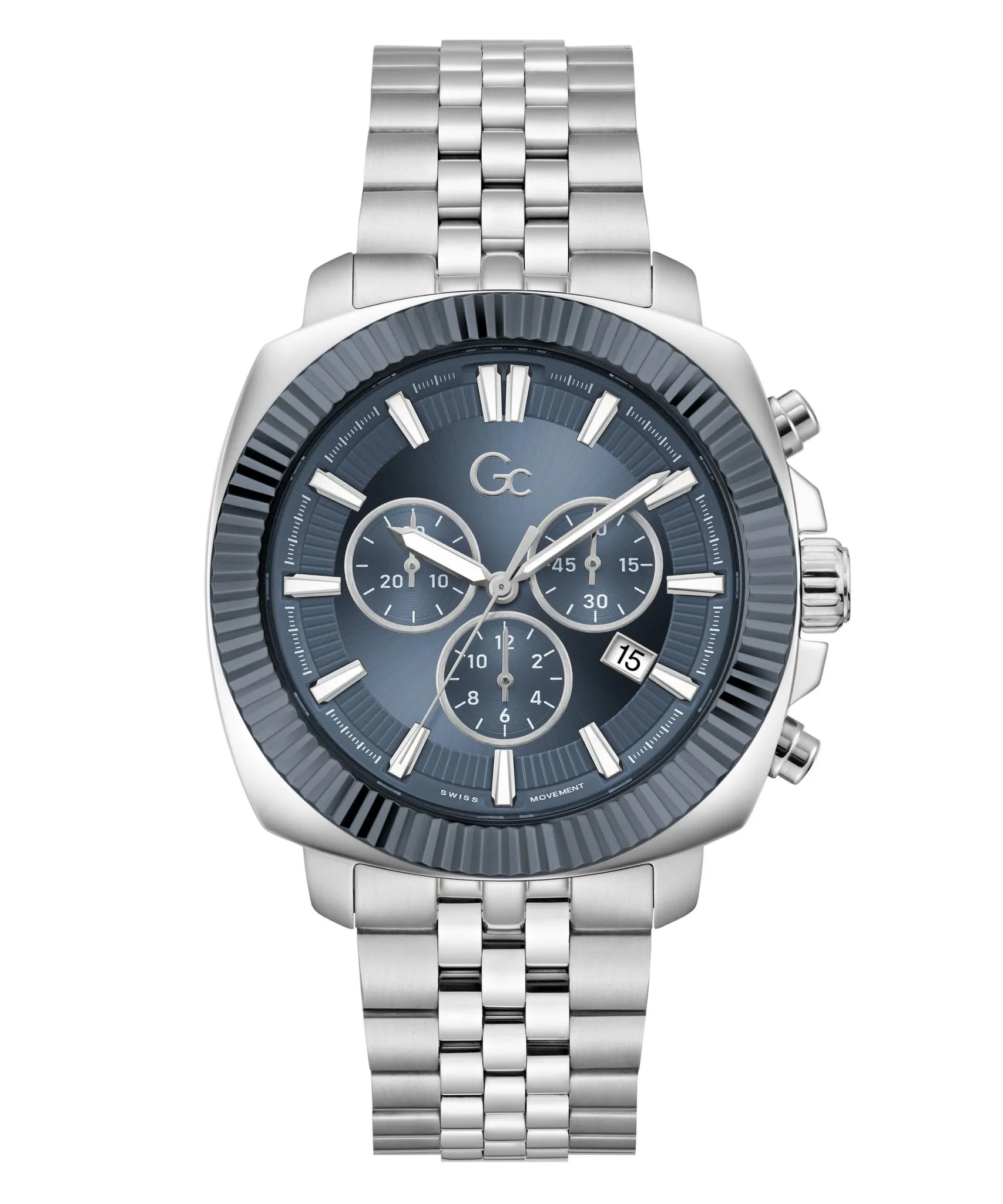 GC Gent's Flair Coussin Silver Blue Watch Z46005G7MF