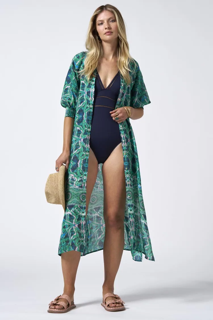 Gia Shirt Dress in Kelly Green