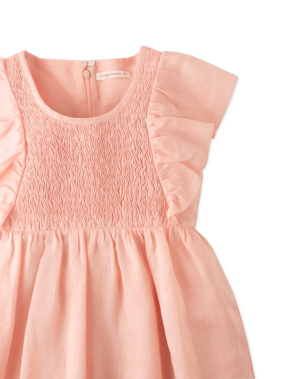 GIRLS DIAMOND SMOCKED RUFFLED SLEEVES FLORAL DRESS
