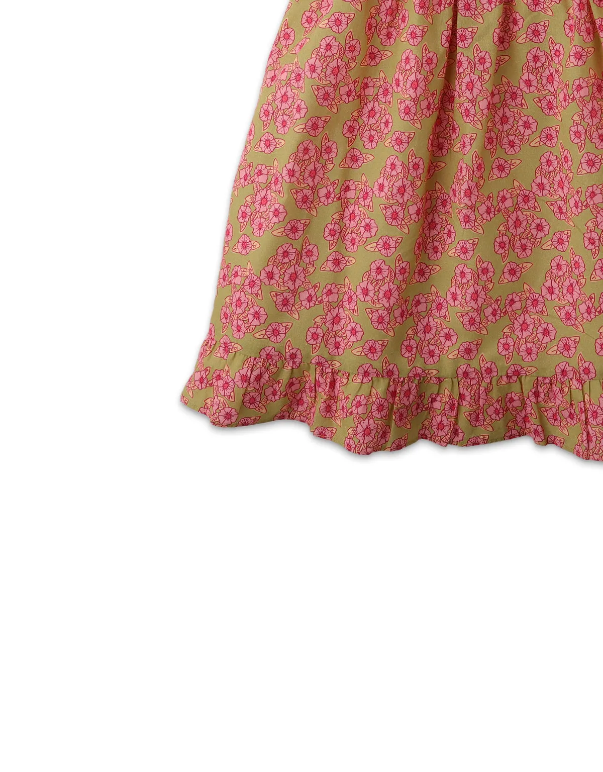GIRLS SMOCKED BODICE 70S FLORAL PRINT RUFFLE DRESS