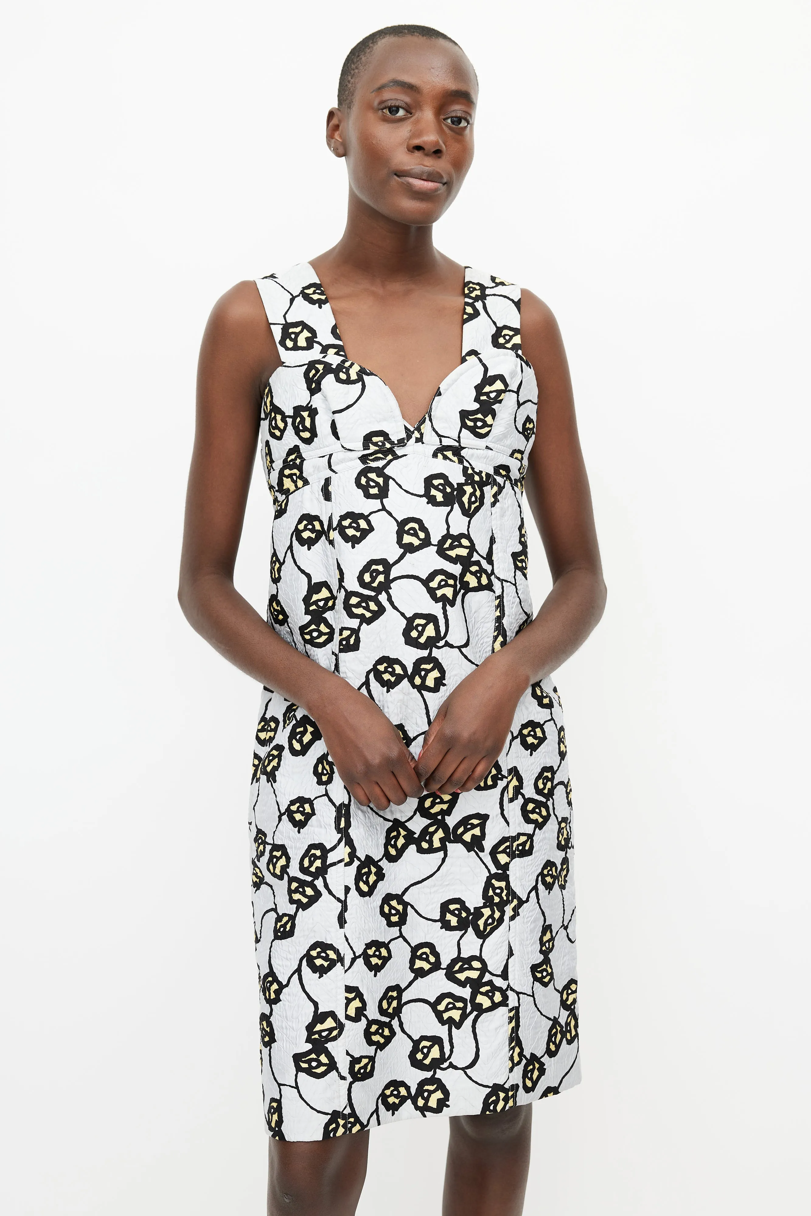 Grey & Multi Quilted Floral Dress