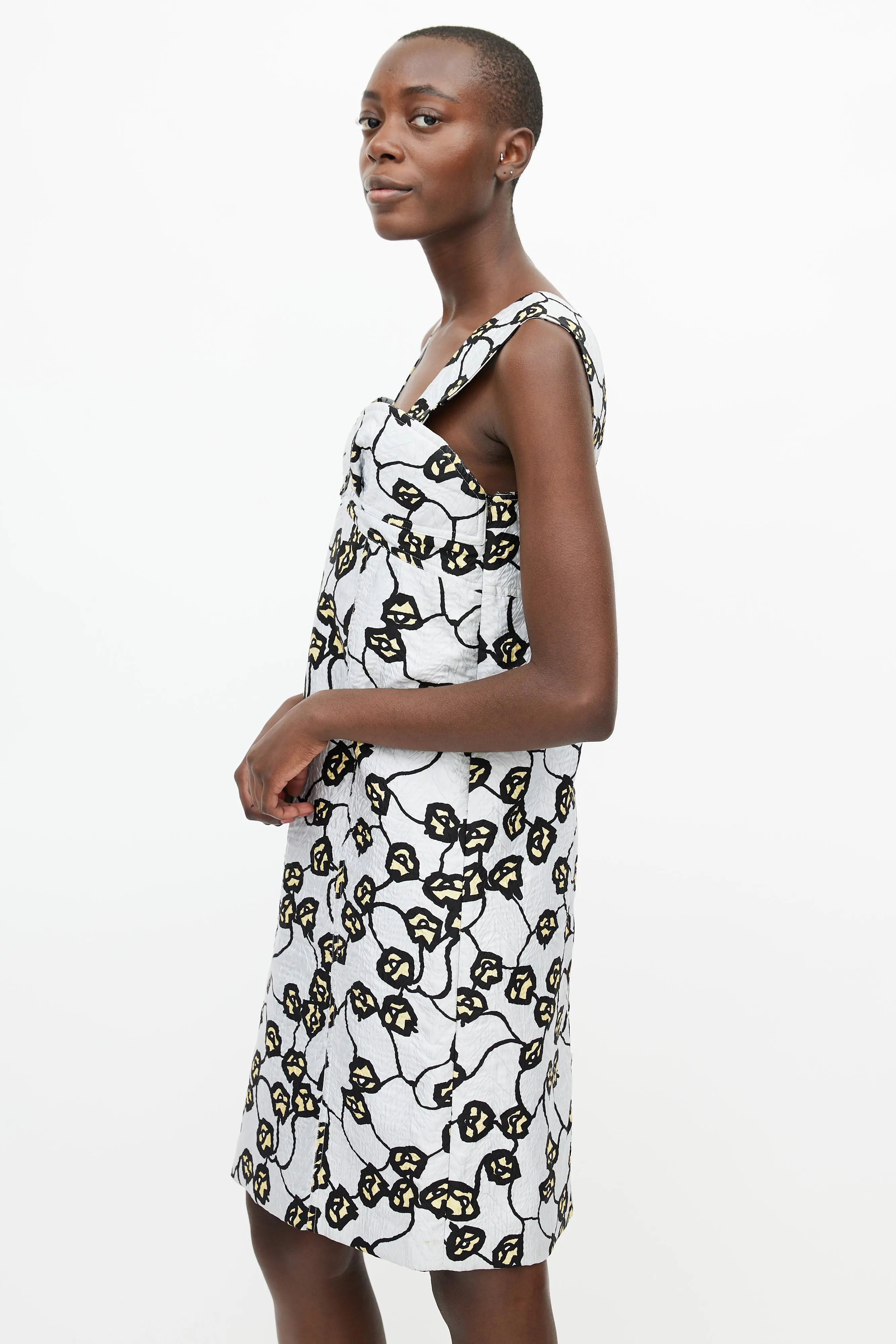 Grey & Multi Quilted Floral Dress