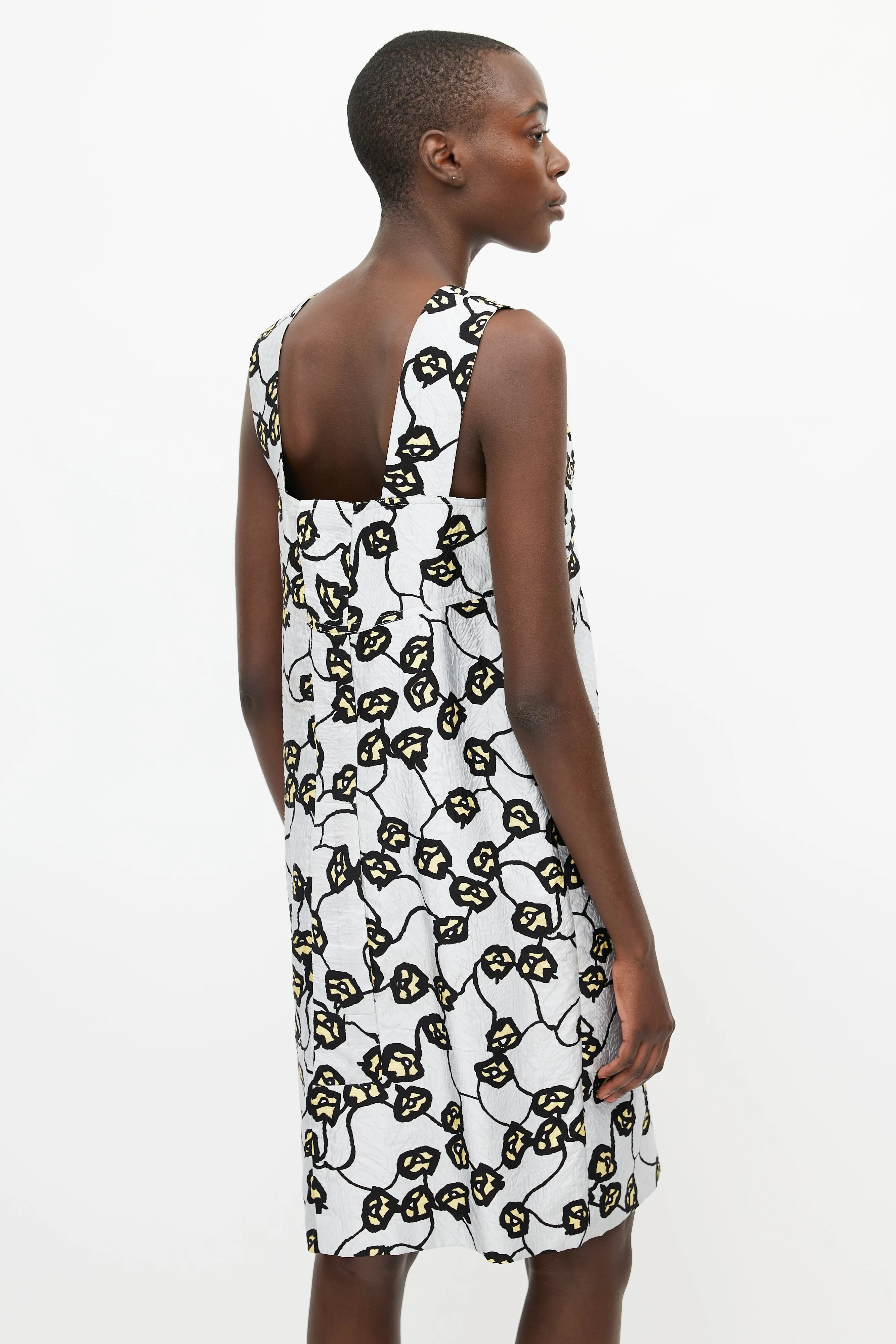 Grey & Multi Quilted Floral Dress