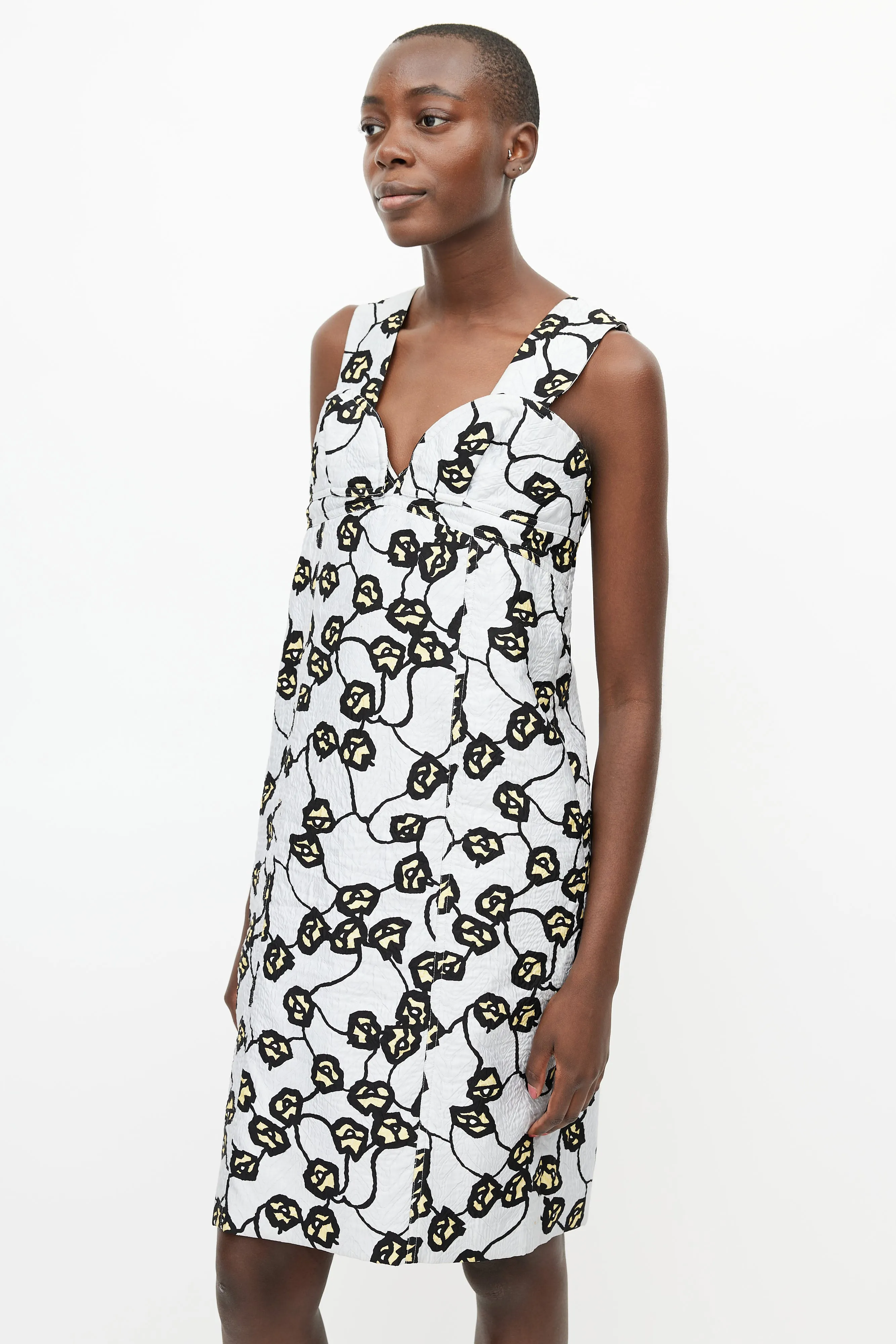 Grey & Multi Quilted Floral Dress