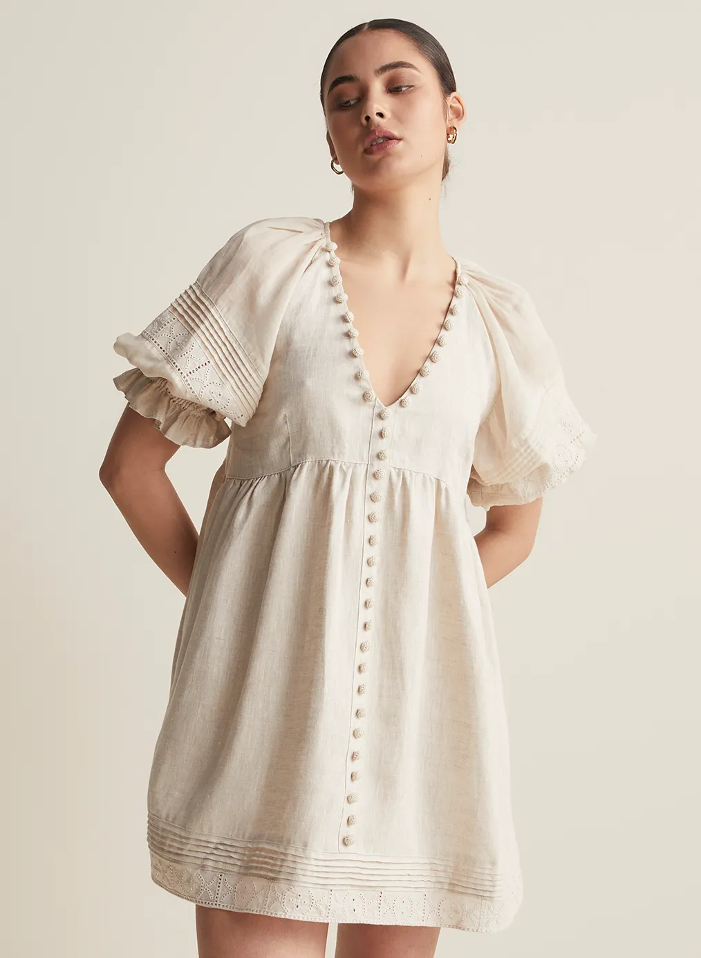Gwendalin Linen Mini Smock Dress | Flax