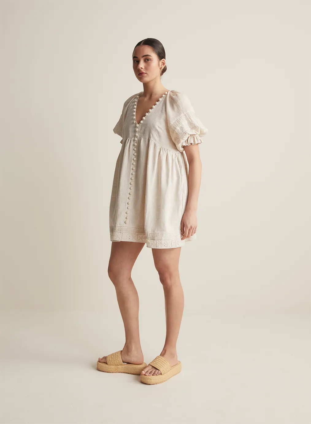 Gwendalin Linen Mini Smock Dress | Flax