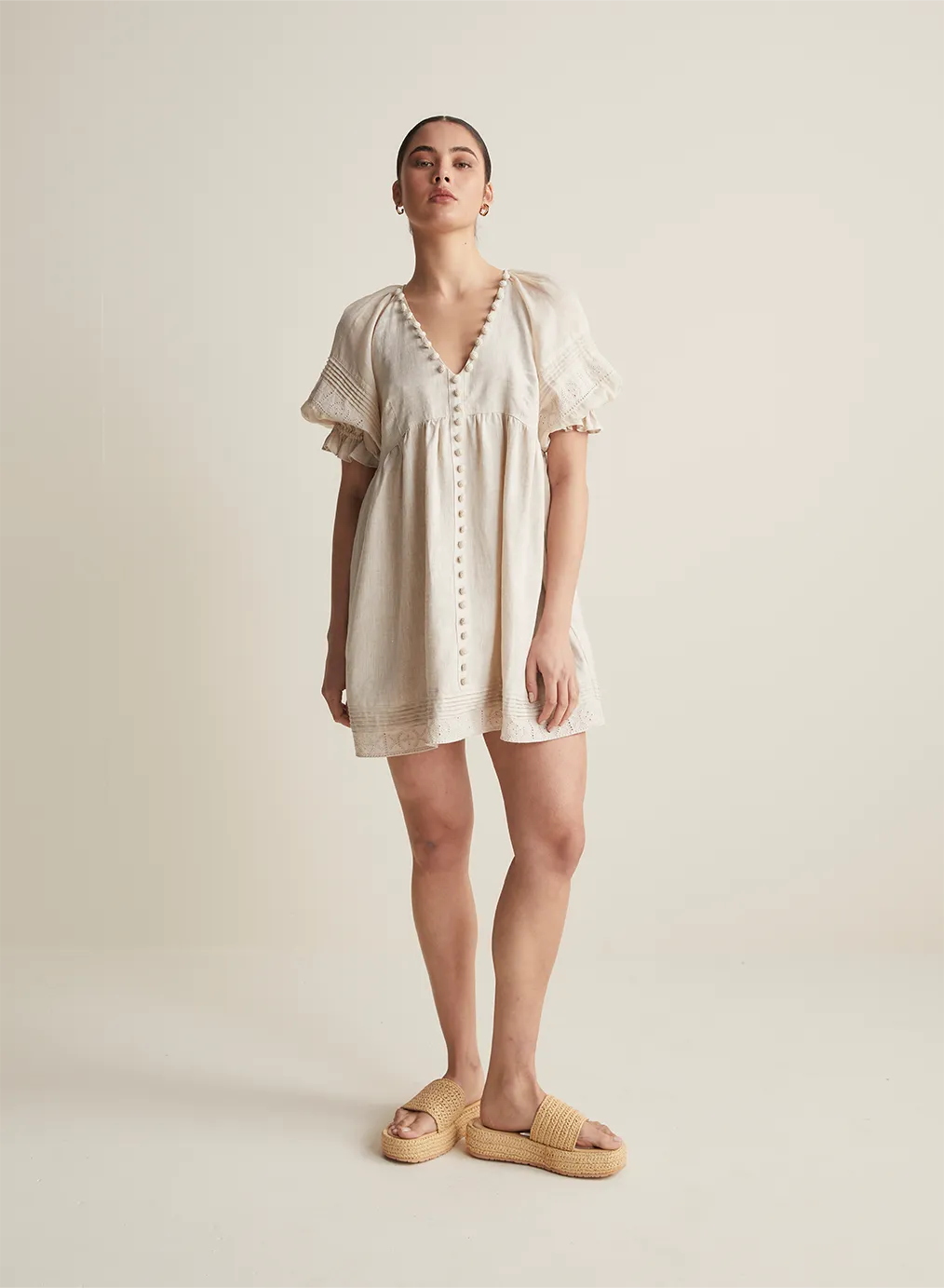 Gwendalin Linen Mini Smock Dress | Flax