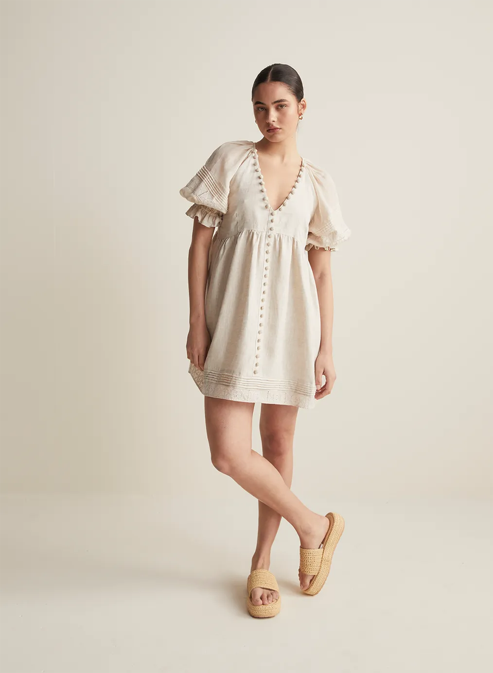Gwendalin Linen Mini Smock Dress | Flax