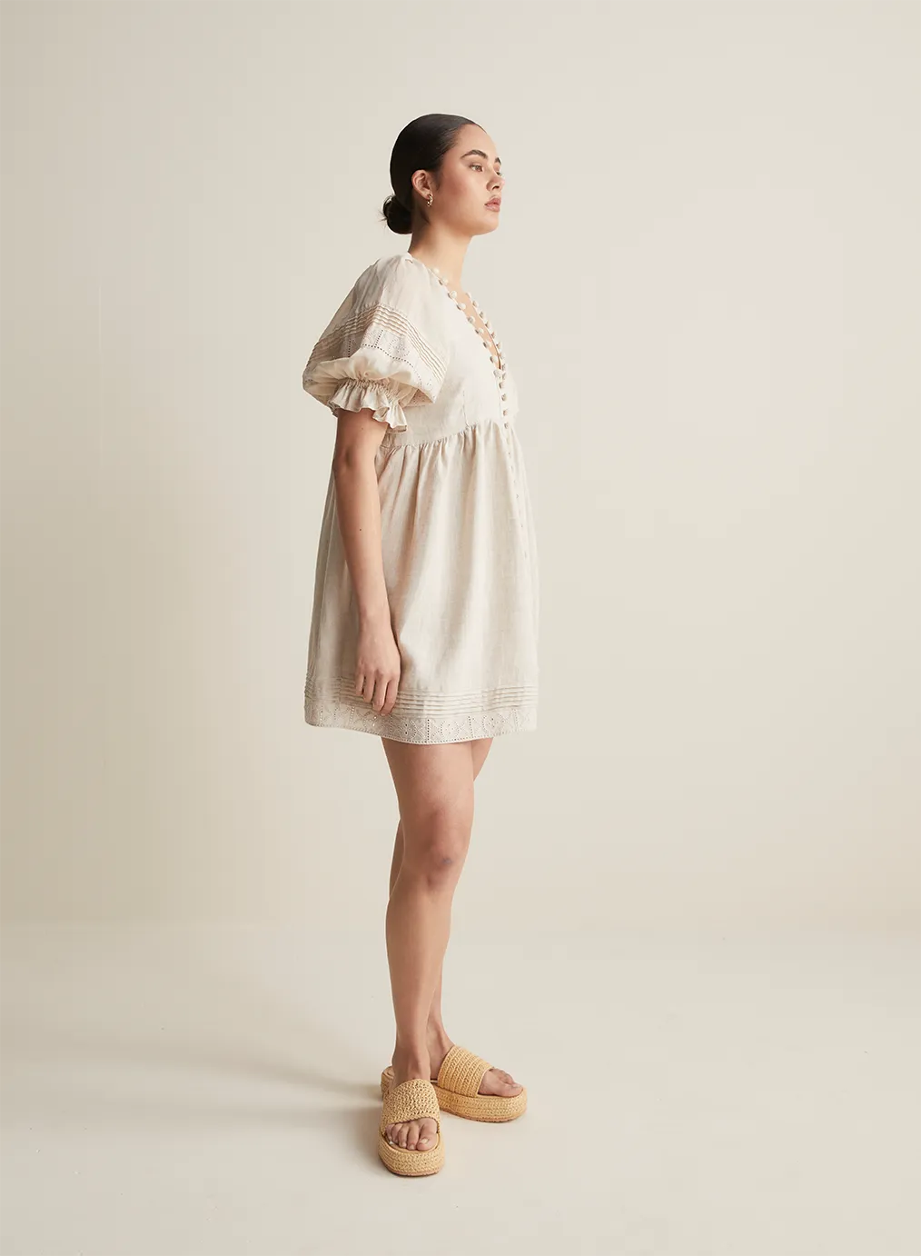 Gwendalin Linen Mini Smock Dress | Flax
