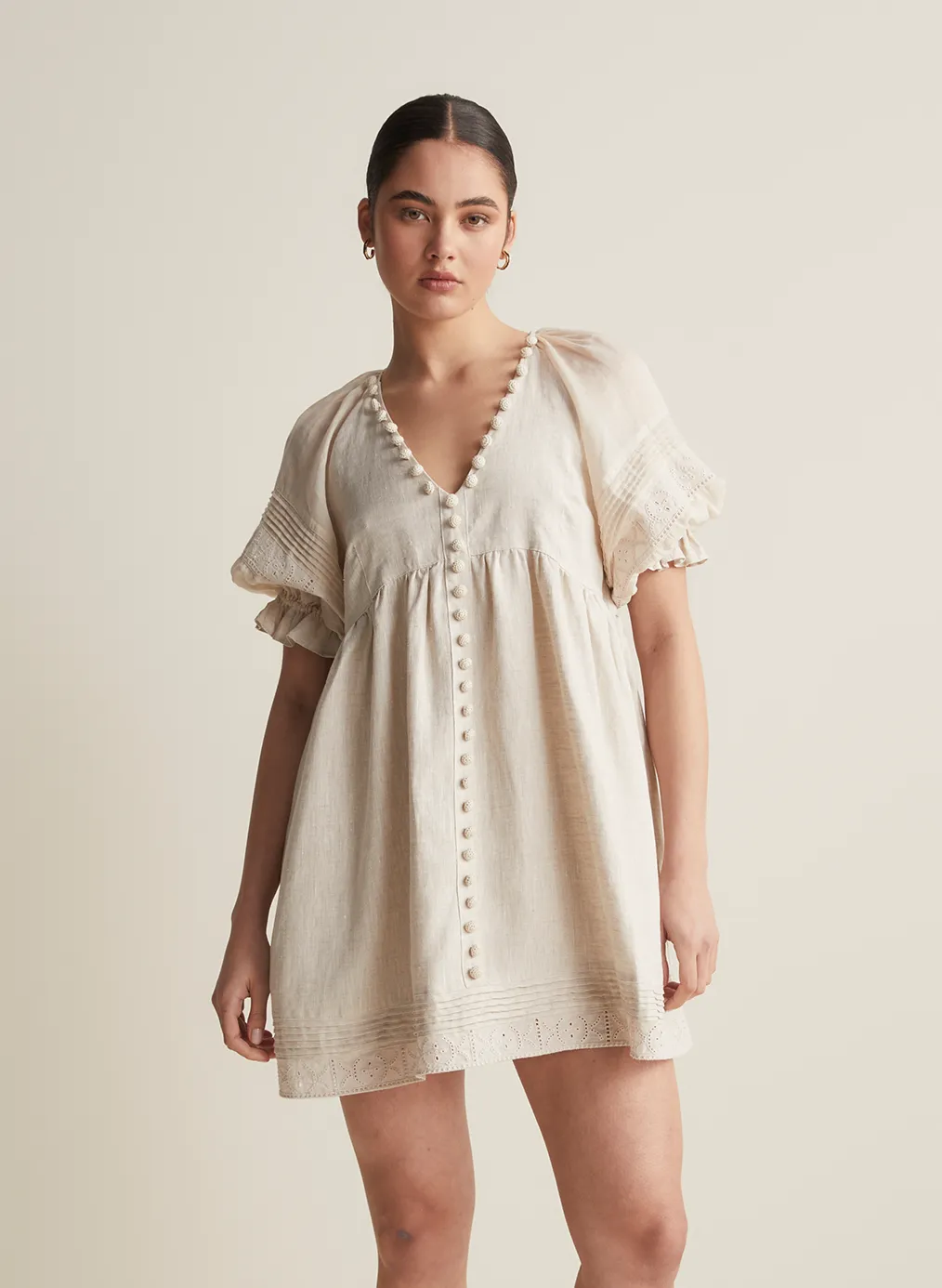Gwendalin Linen Mini Smock Dress | Flax