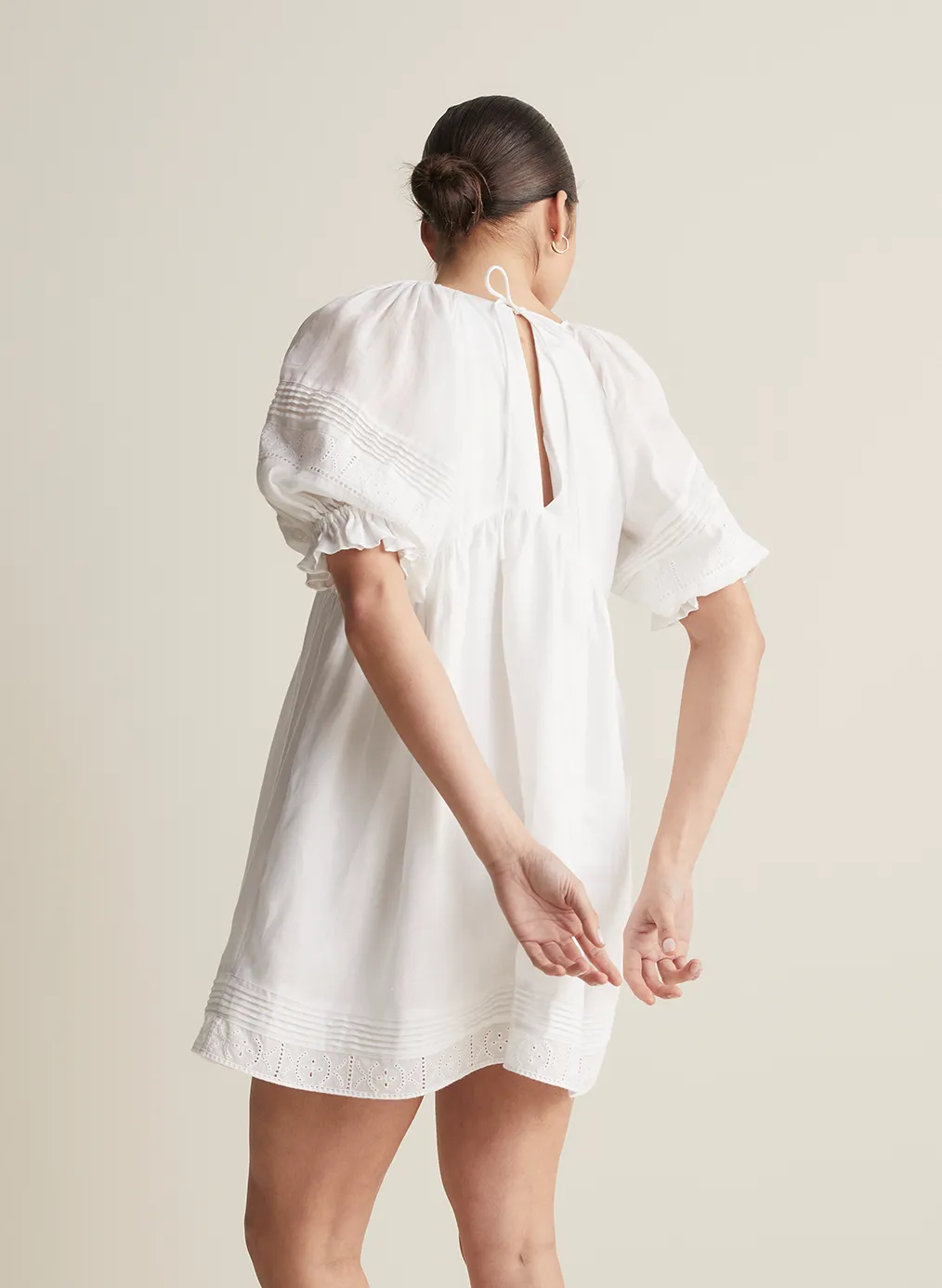 Gwendalin Linen Mini Smock Dress | Optical White