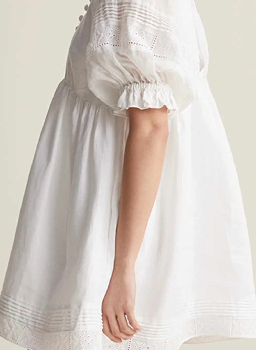Gwendalin Linen Mini Smock Dress | Optical White
