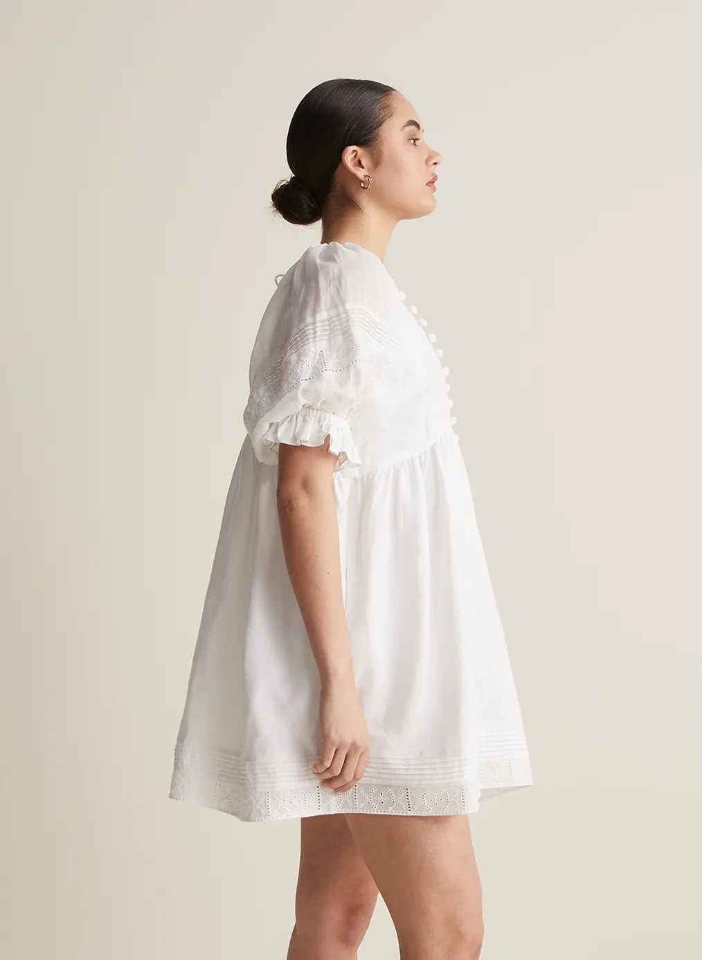 Gwendalin Linen Mini Smock Dress | Optical White