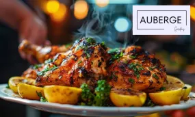 Half Roast Portuguese-Style Spatchcock with Fries & Dessert for 2 at Auberge Restaurant