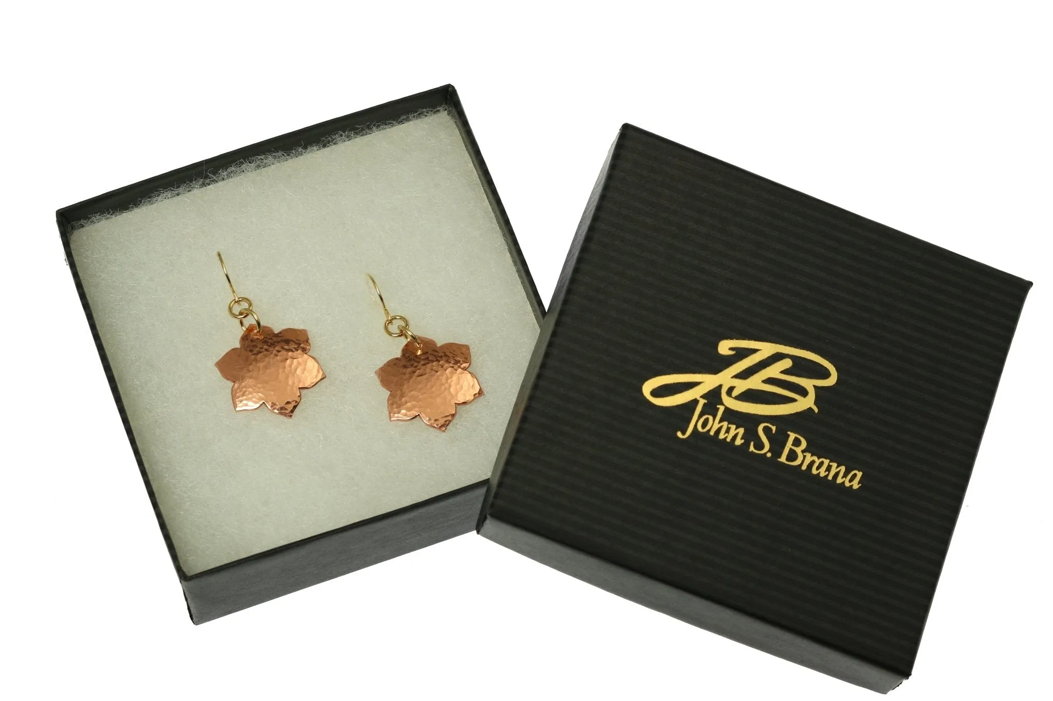 Hammered Copper Arabesque Flower Earrings