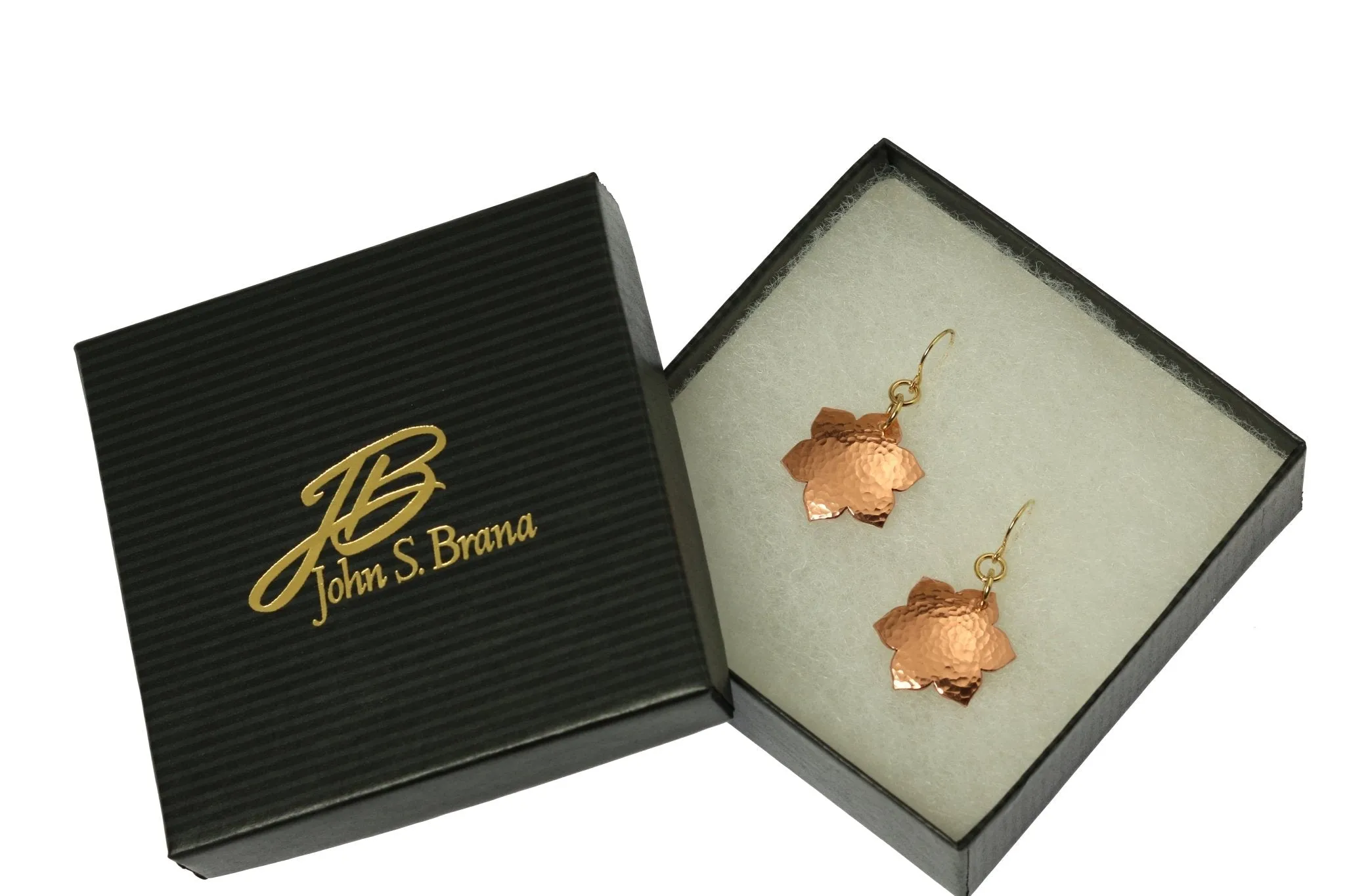 Hammered Copper Arabesque Flower Earrings