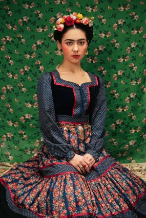 Handmade Gunne Sax Remake Cabbage Rose Long sleeves Dress