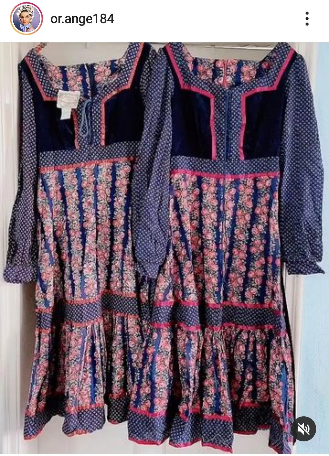 Handmade Gunne Sax Remake Cabbage Rose Long sleeves Dress