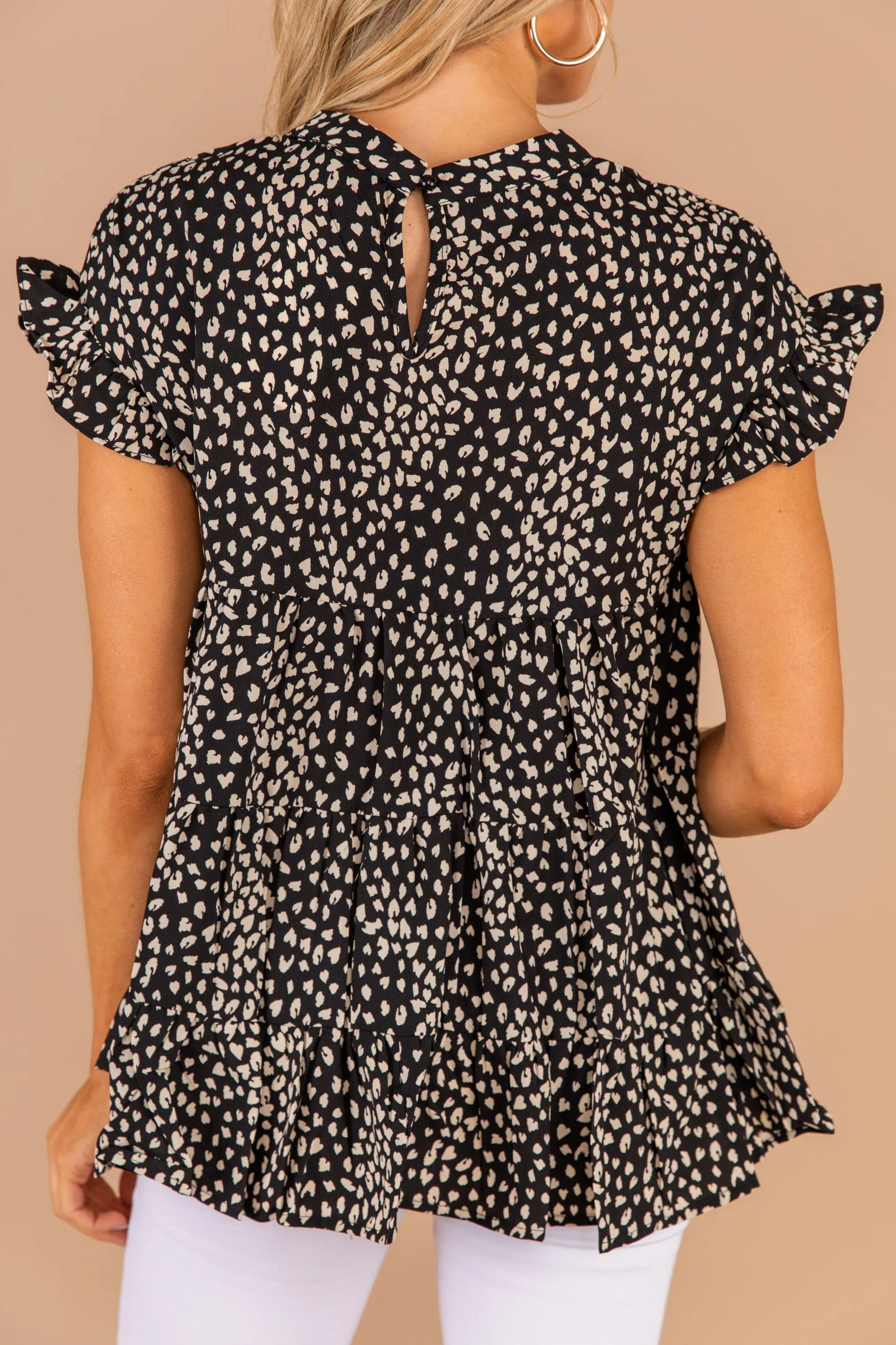 Hear Your Call Black Leopard Babydoll Top