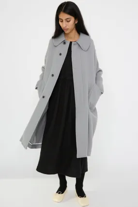 Herringbone Shetland Wool Dolman Sleeve Coat in Gray