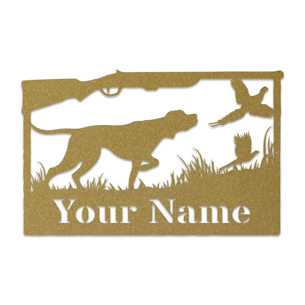 Hunting Dog & Pheasant Monogram Metal Sign