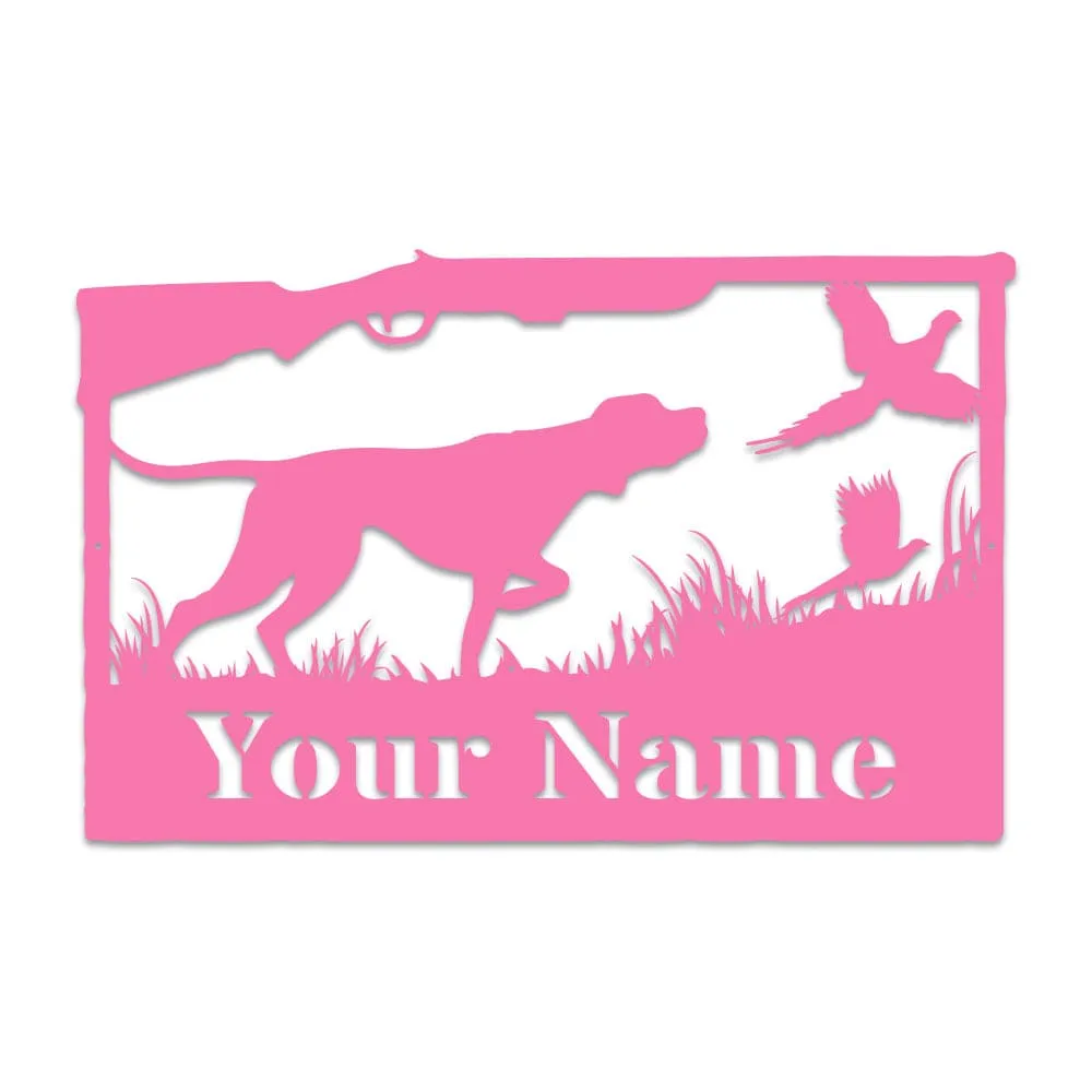 Hunting Dog & Pheasant Monogram Metal Sign