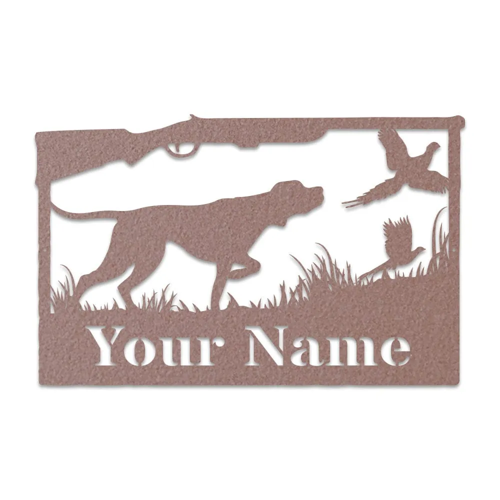 Hunting Dog & Pheasant Monogram Metal Sign