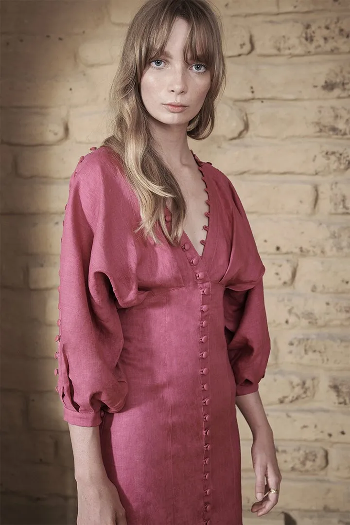 Isabella Linen Ramie Dress in Pink