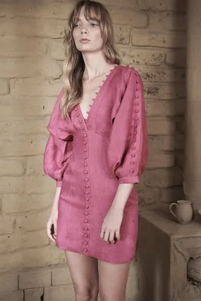 Isabella Linen Ramie Dress in Pink