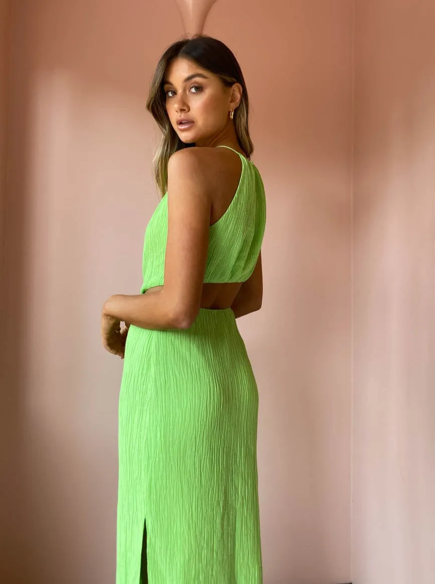Issy Siren Dress in Lime