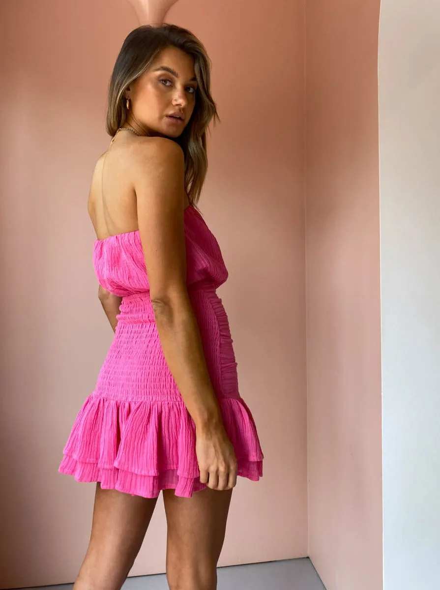 Issy Waves Dress in Fuchsia