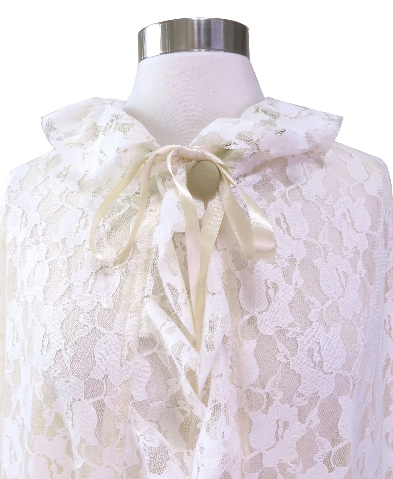 Ivory Lace Wedding Cape Cloak Full Length with Hood