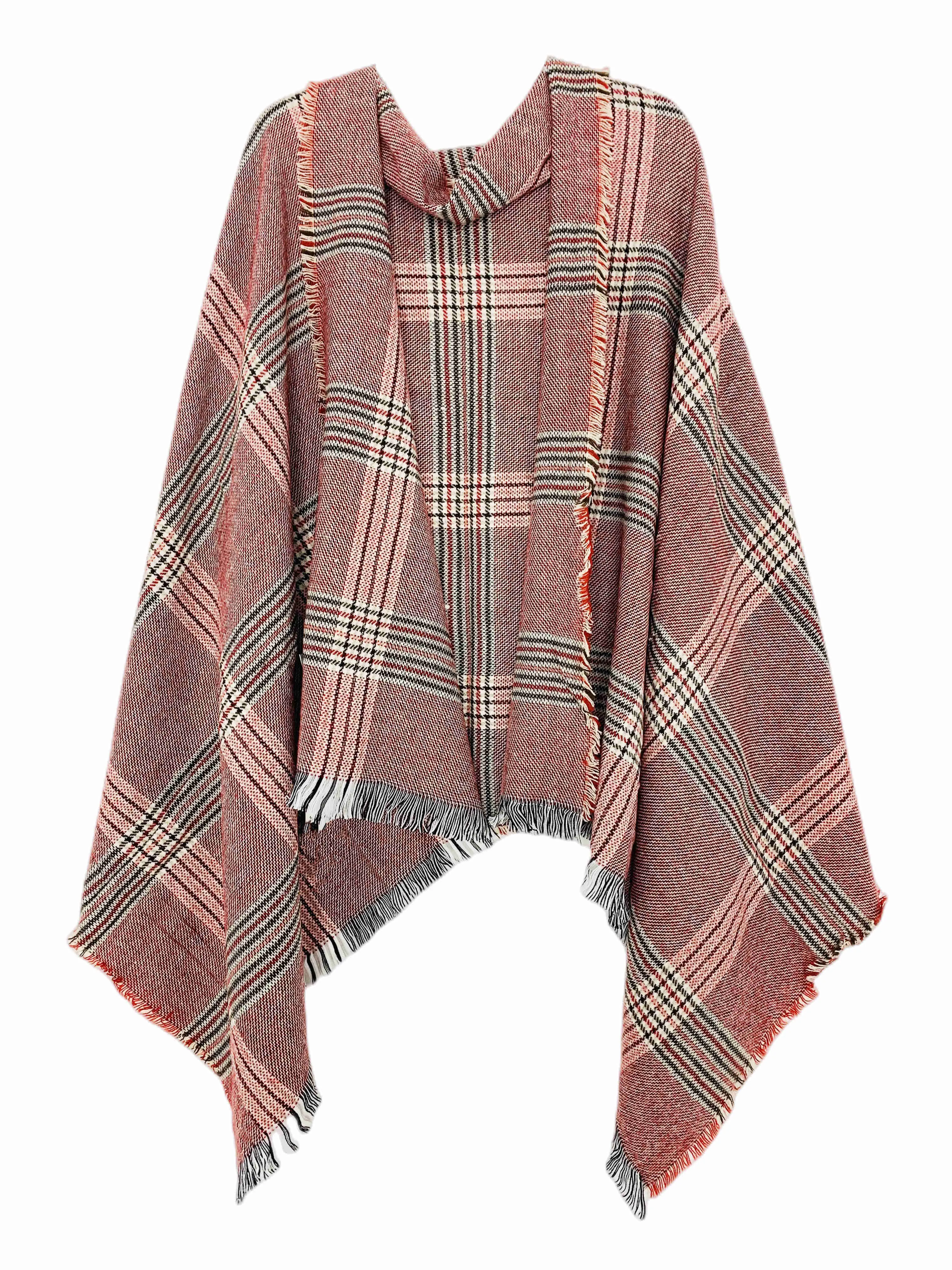 JC023211 Plaid Fringe Blanket Scarf