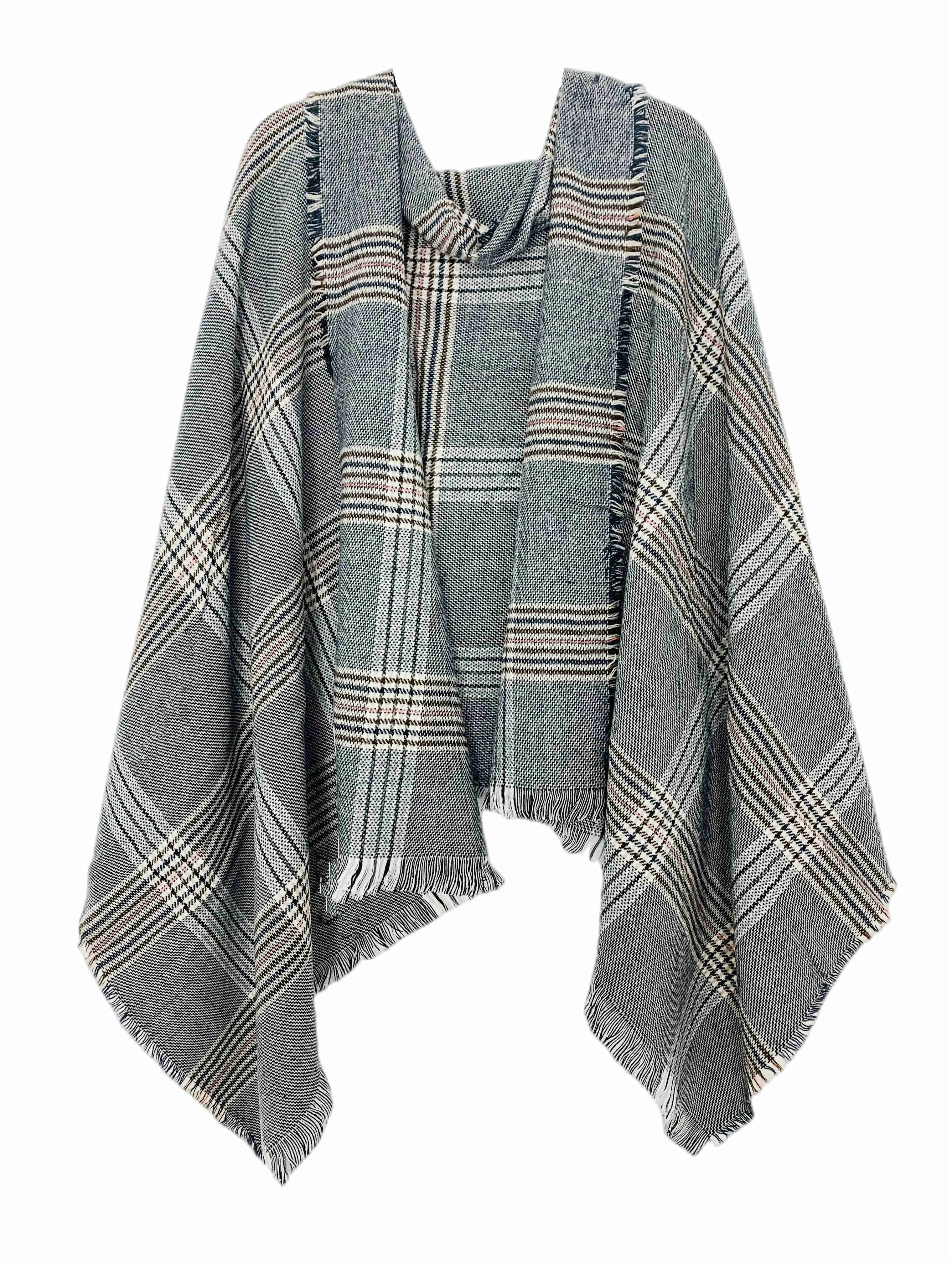 JC023211 Plaid Fringe Blanket Scarf