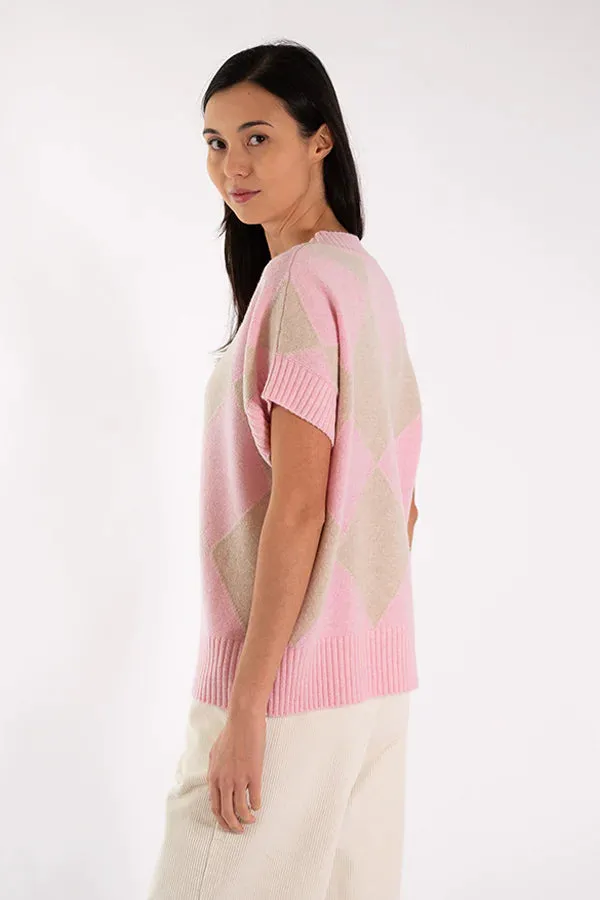 JEFF Pink Short Sleeves Sweater