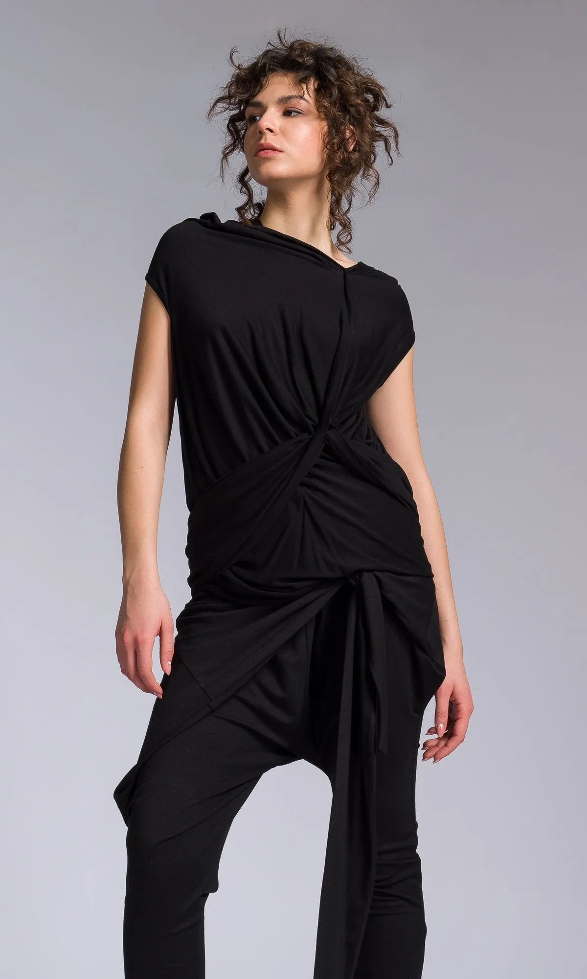 Jersey Wrap Pants with Slim Leg