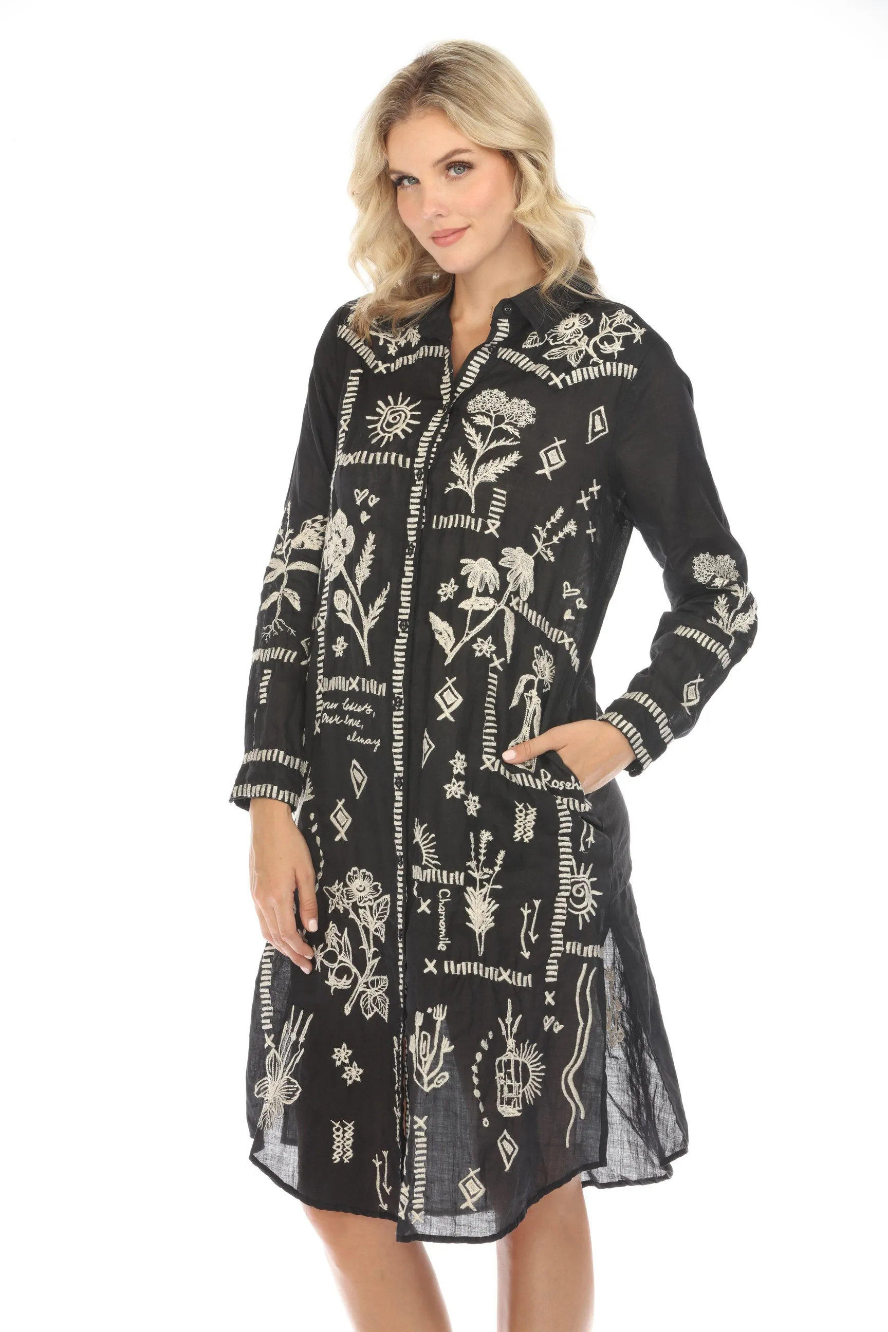 Johnny Was Workshop Botanique Western Overshirt Dress Boho Chic W29524