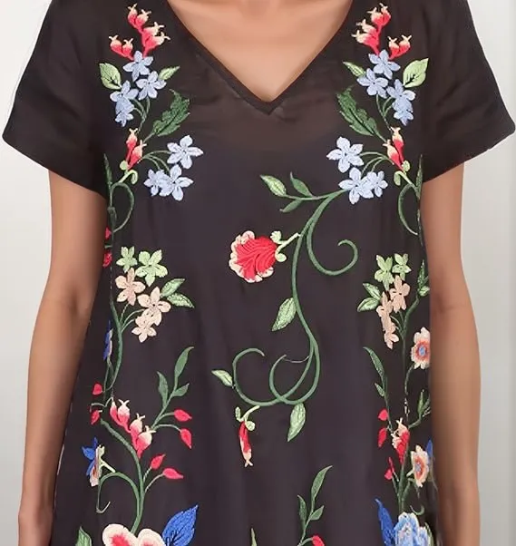 Johnny Was Workshop Madaleina Floral Drape Tunic Dress W35224 *