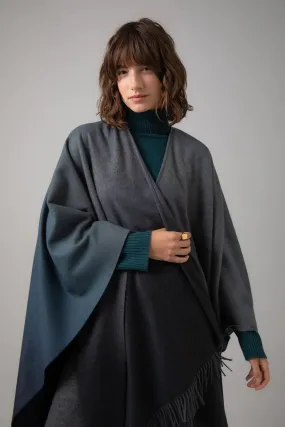 JOHNSTONS OF ELGIN OMBRÉ CAPE - BLACK & NAVY