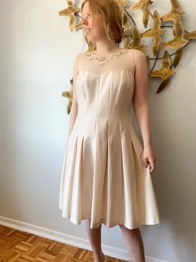 Jones New York Oyster Cream Fit Flare Pleated Dress - Size 12