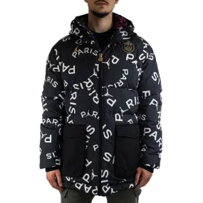 Jordan Paris Saint-Germain Daunen Parka All Over Print Winter Jacke CK9736-010 - schwarz-weiss-gold