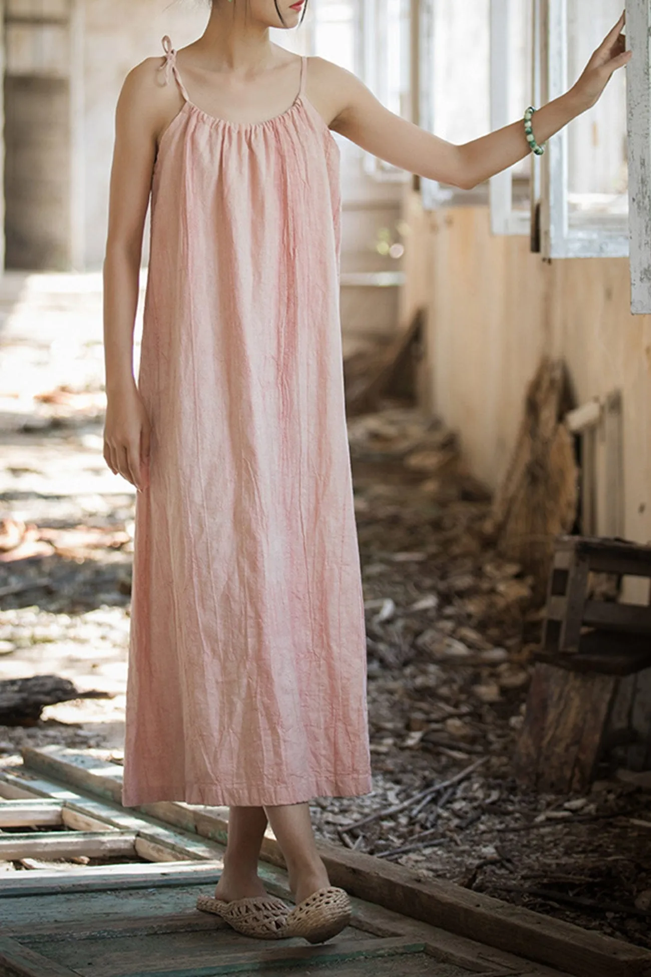 Joskaa Ramie Cotton Tie-straps Cami Dress