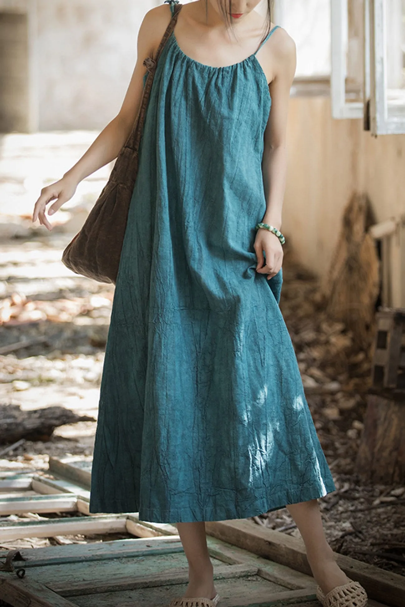 Joskaa Ramie Cotton Tie-straps Cami Dress