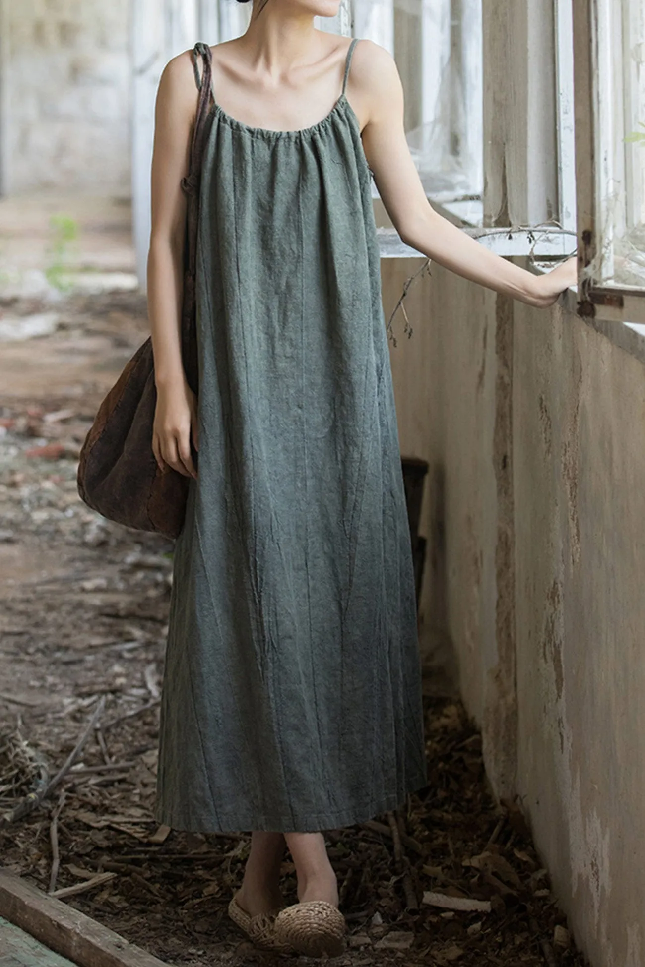 Joskaa Ramie Cotton Tie-straps Cami Dress