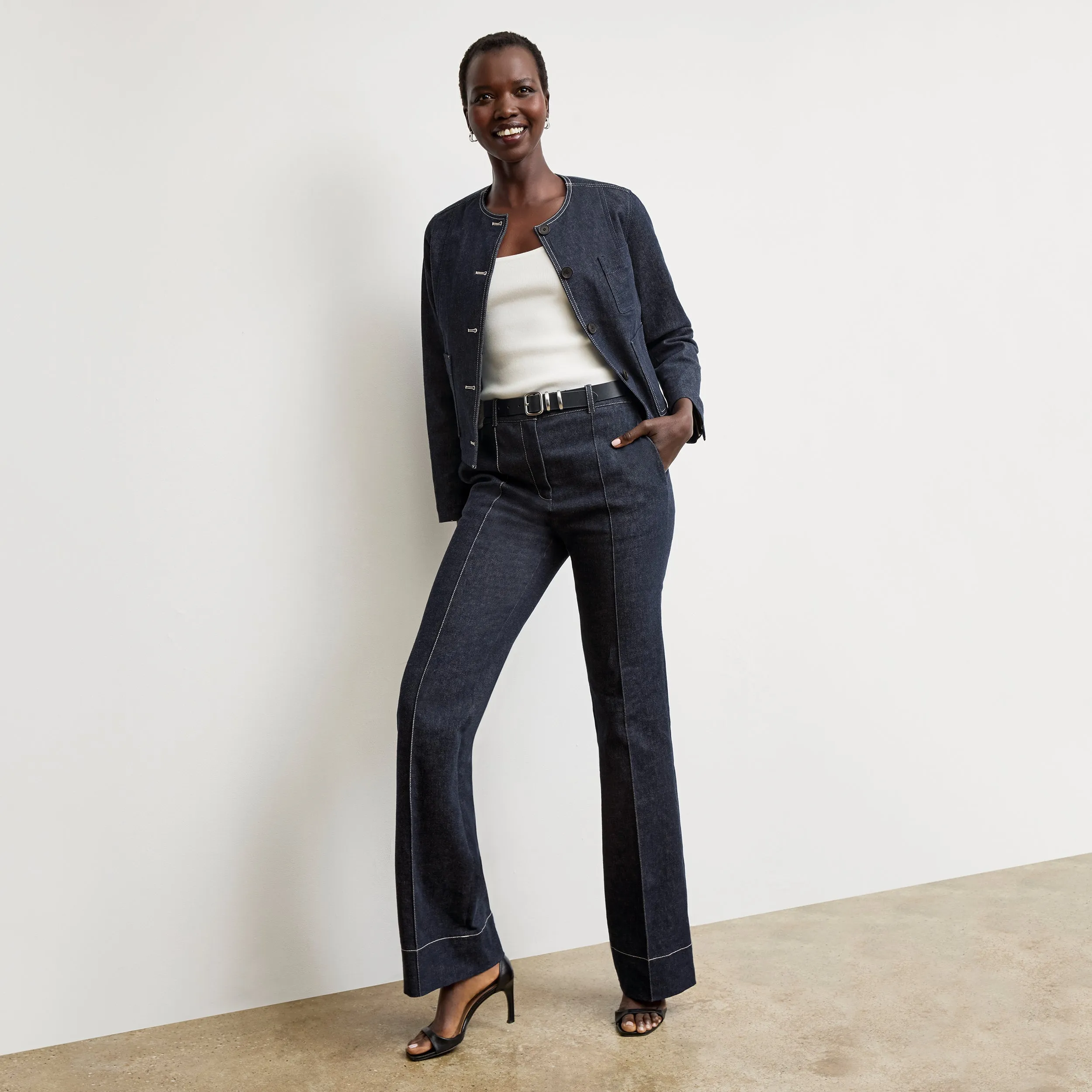 Kane Cropped Jacket - Stretch Denim :: Midnight Wash